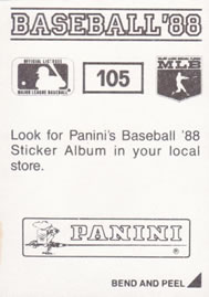 1988 Panini Stickers #105 Frank White Back