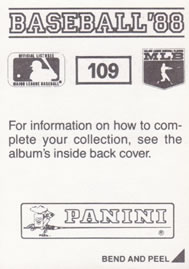 1988 Panini Stickers #109 Angel Salazar Back