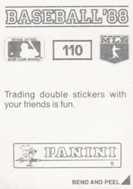 1988 Panini Stickers #110 Bo Jackson Back