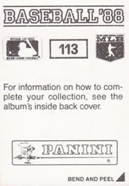 1988 Panini Stickers #113 Willie Wilson Back