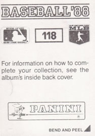 1988 Panini Stickers #118 Dan Plesac Back