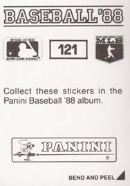 1988 Panini Stickers #121 Greg Brock Back