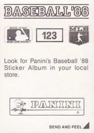 1988 Panini Stickers #123 Brewers W-L Breakdown Back