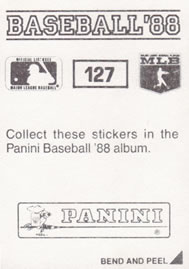 1988 Panini Stickers #127 Glenn Braggs Back