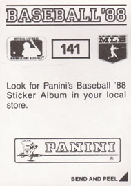 1988 Panini Stickers #141 Greg Gagne Back