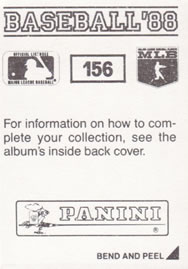 1988 Panini Stickers #156 Mike Pagliarulo Back