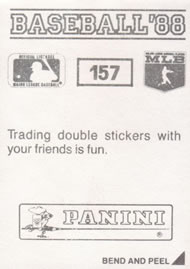 1988 Panini Stickers #157 Wayne Tolleson Back