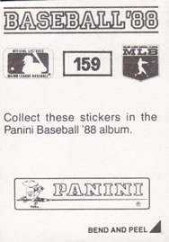 1988 Panini Stickers #159 Dan Pasqua Back