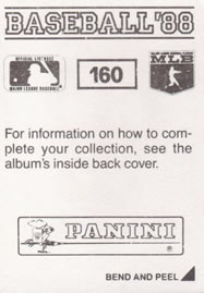 1988 Panini Stickers #160 Gary Ward Back