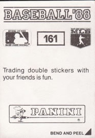 1988 Panini Stickers #161 Dave Winfield Back