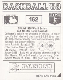 1988 Panini Stickers #162 Oakland A's Logo Back
