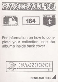 1988 Panini Stickers #164 Dave Stewart Back