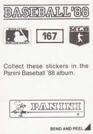1988 Panini Stickers #167 Mark McGwire Back