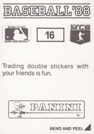 1988 Panini Stickers #16 Larry Sheets Back