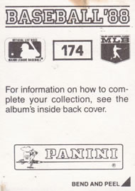 1988 Panini Stickers #174 Mike Davis Back