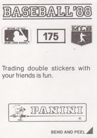 1988 Panini Stickers #175 Reggie Jackson Back