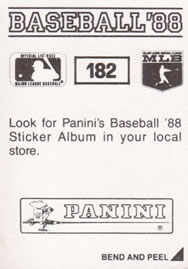 1988 Panini Stickers #182 Edwin Nunez Back