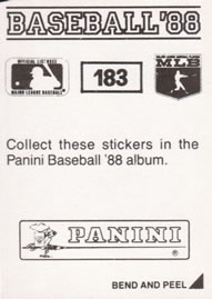 1988 Panini Stickers #183 Scott Bradley Back