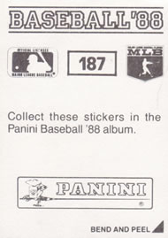 1988 Panini Stickers #187 Mariners W-L Breakdown Back