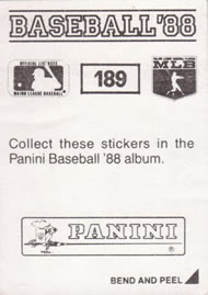 1988 Panini Stickers #189 Jim Presley Back