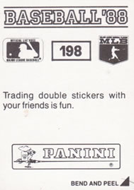 1988 Panini Stickers #198 Bobby Witt Back