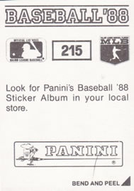 1988 Panini Stickers #215 Dave Stieb Back