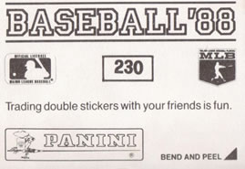 1988 Panini Stickers #230 Cal Ripken Jr. / George Bell Back