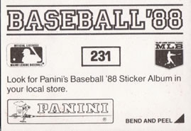 1988 Panini Stickers #231 Rickey Henderson / Dave Winfield Back