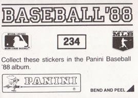 1988 Panini Stickers #234 Ryne Sandberg / Mike Schmidt Back