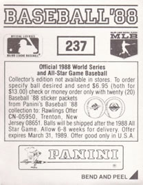 1988 Panini Stickers #237 Braves Logo Back