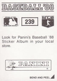1988 Panini Stickers #239 Rick Mahler Back