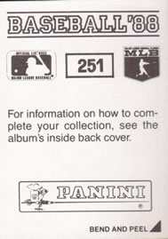 1988 Panini Stickers #251 Dale Murphy Back