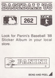 1988 Panini Stickers #262 Cubs W-L Breakdown Back