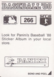 1988 Panini Stickers #266 Dave Martinez Back