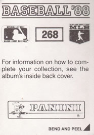 1988 Panini Stickers #268 Rafael Palmeiro Back