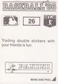 1988 Panini Stickers #26 Red Sox Team Leaders Back