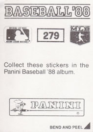 1988 Panini Stickers #279 Buddy Bell Back