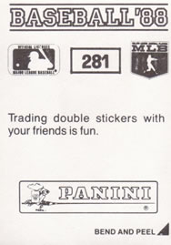 1988 Panini Stickers #281 Kal Daniels Back