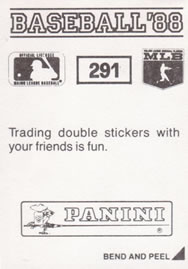 1988 Panini Stickers #291 Alan Ashby Back