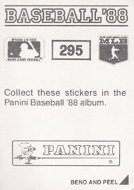 1988 Panini Stickers #295 Bill Doran Back