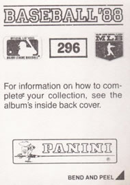 1988 Panini Stickers #296 Denny Walling Back