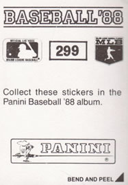 1988 Panini Stickers #299 Jose Cruz Back