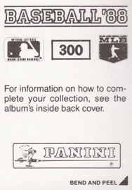 1988 Panini Stickers #300 Billy Hatcher Back