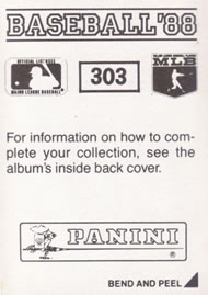 1988 Panini Stickers #303 Orel Hershiser Back