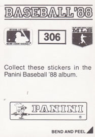 1988 Panini Stickers #306 Matt Young Back