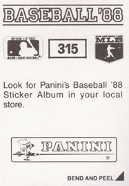 1988 Panini Stickers #315 Mike Marshall Back