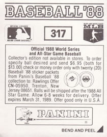 1988 Panini Stickers #317 Expos Logo Back