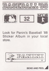 1988 Panini Stickers #32 Mike Greenwell Back