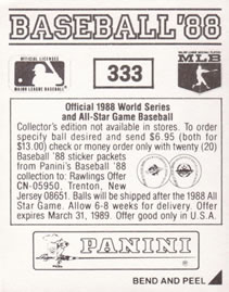 1988 Panini Stickers #333 Mets Logo Back