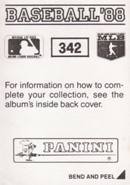 1988 Panini Stickers #342 Mets W-L Breakdown Back